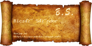 Biczó Sándor névjegykártya